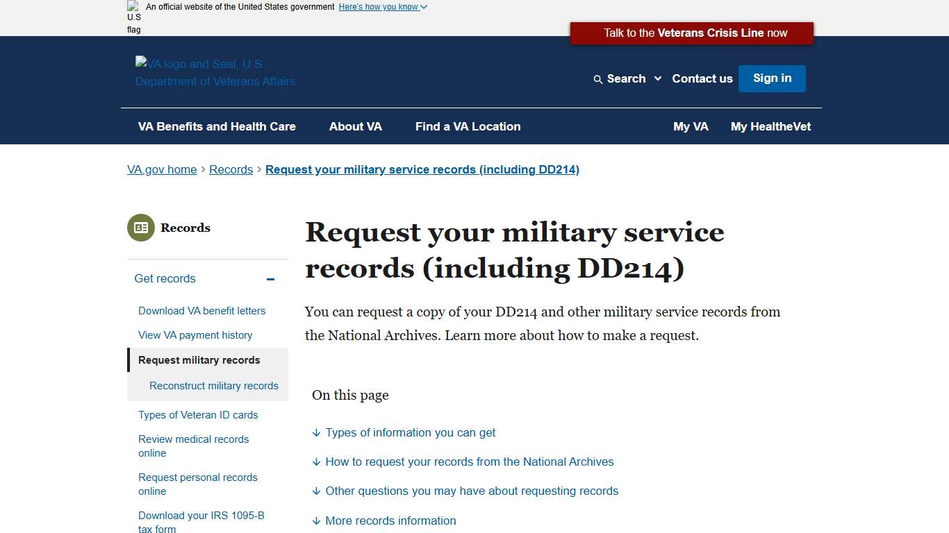 Request Your Military Service Records (including DD214) Veterans Affairs