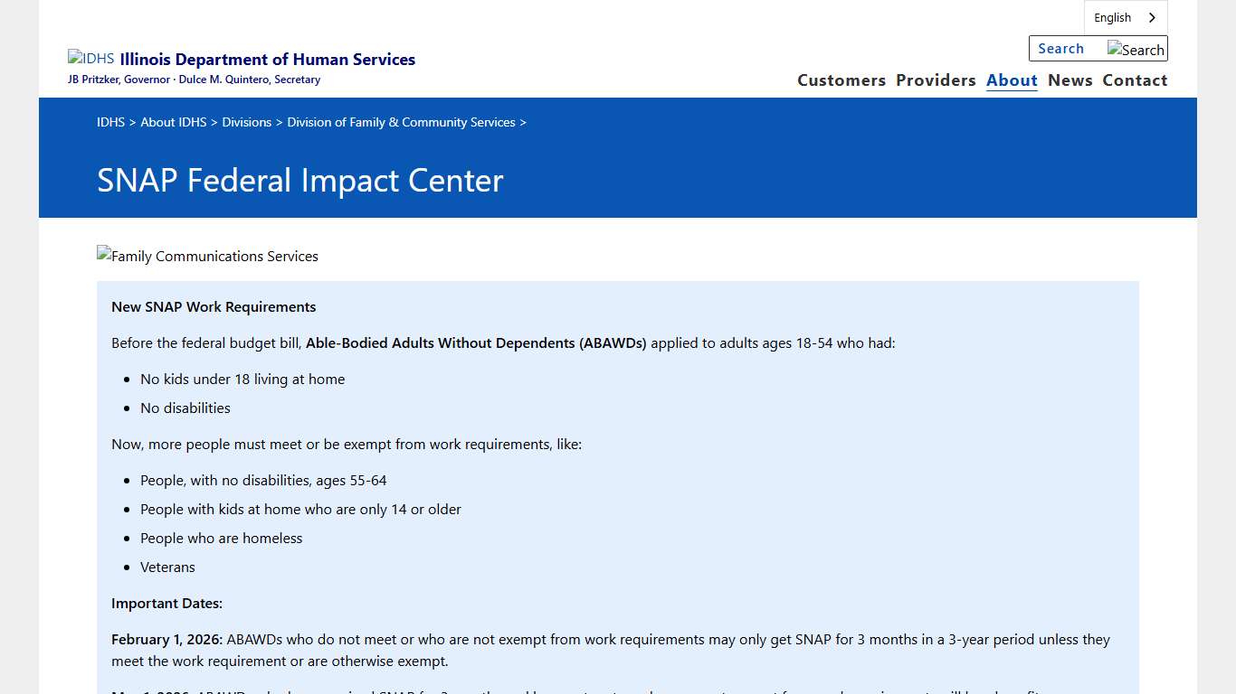 IDHS: SNAP Federal Impact Center